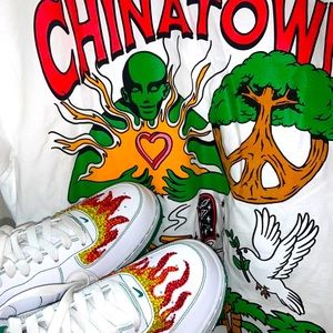 Nike AF1 customized sneaker with Chinatown market shirt